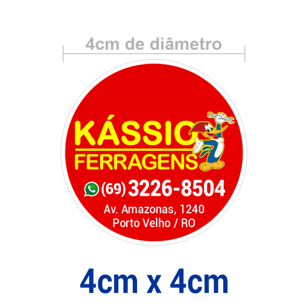 Adesivo 4x4cm - Vinílico - Recorte Padrão Redondo