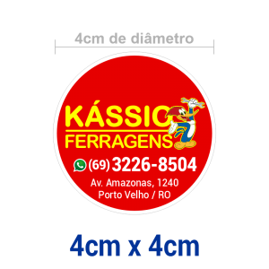 Adesivo 4x4cm - Vinílico - Recorte Padrão Redondo - Adesivo Vinílico 4x4cm - Colorido - Brilho - Recorte Especial 