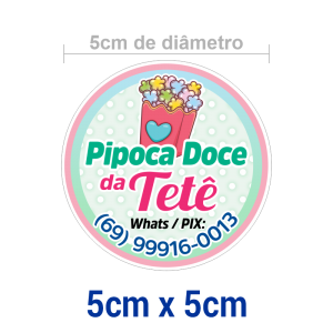 Adesivo 5x5cm - Vinílico - Recorte Padrão Redondo - Adesivo Vinílico 5x5cm - Colorido - Brilho - Recorte Especial 